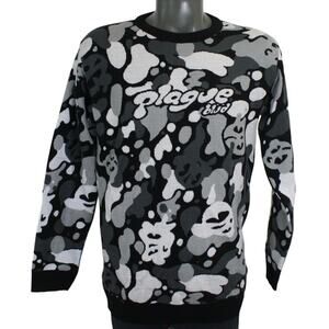 Plague Blvd Camp Skulls Acryllic Knit Crewneck Sweater XL lil darkie bladee